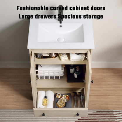 Bathroom Vanity Sink Base Wooden Material Ready-to-Assemble Bathroom Cabinet 24" Width without sink image 3