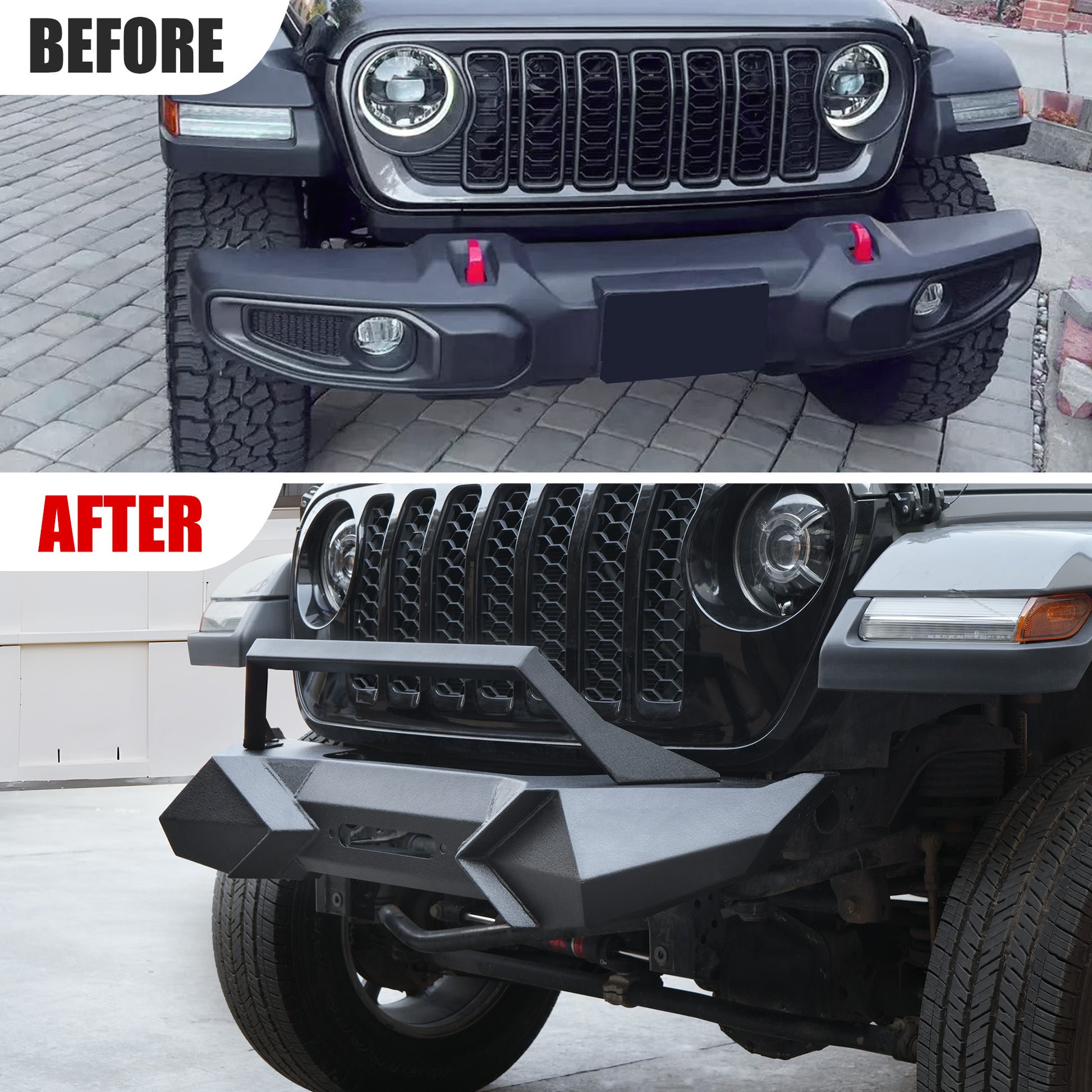 X Style Front Bumper with Winch Plate Compatible with Wrangler JK (2007-2017) Heavy Duty Black Textured Manganese Steel Construction, Perfect for On and Off-Road Used image 6