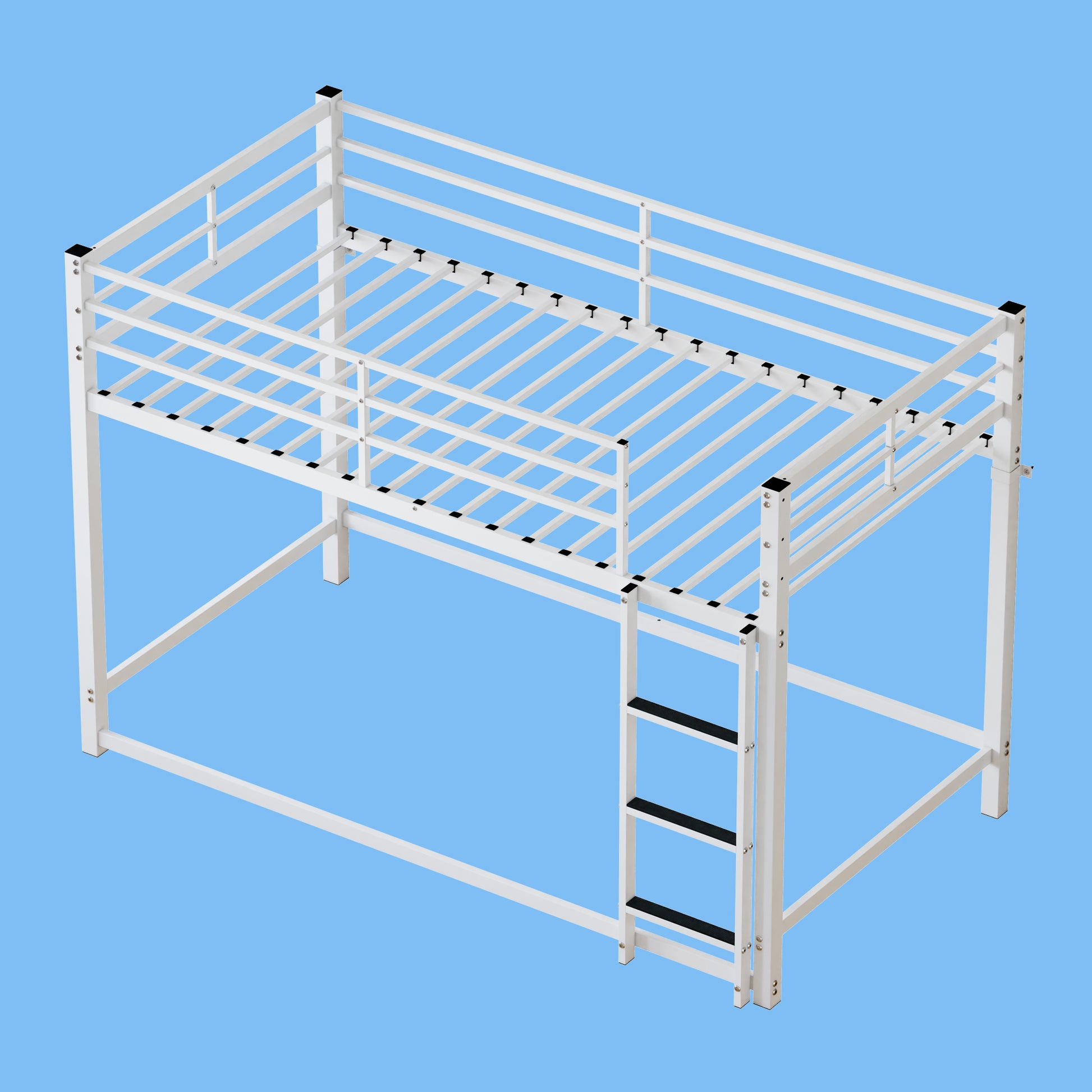 Bunk Bed with Ladder and high Guardrail Metal Bunk Bed, Storage Space, Noise Free,Twin Over Twin Size,WHITE image 11