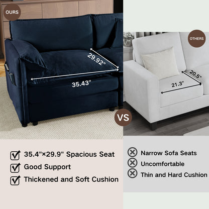 Oversized 41.73" Sofa Chair, Modern Upholstered Armchair with 1 Toss Pillow, Modular Sectional Sofa for Living Room, Deep Seat Reading Sofa for Bedroom Apartment, DIY Combination Chenille,Blue image 7