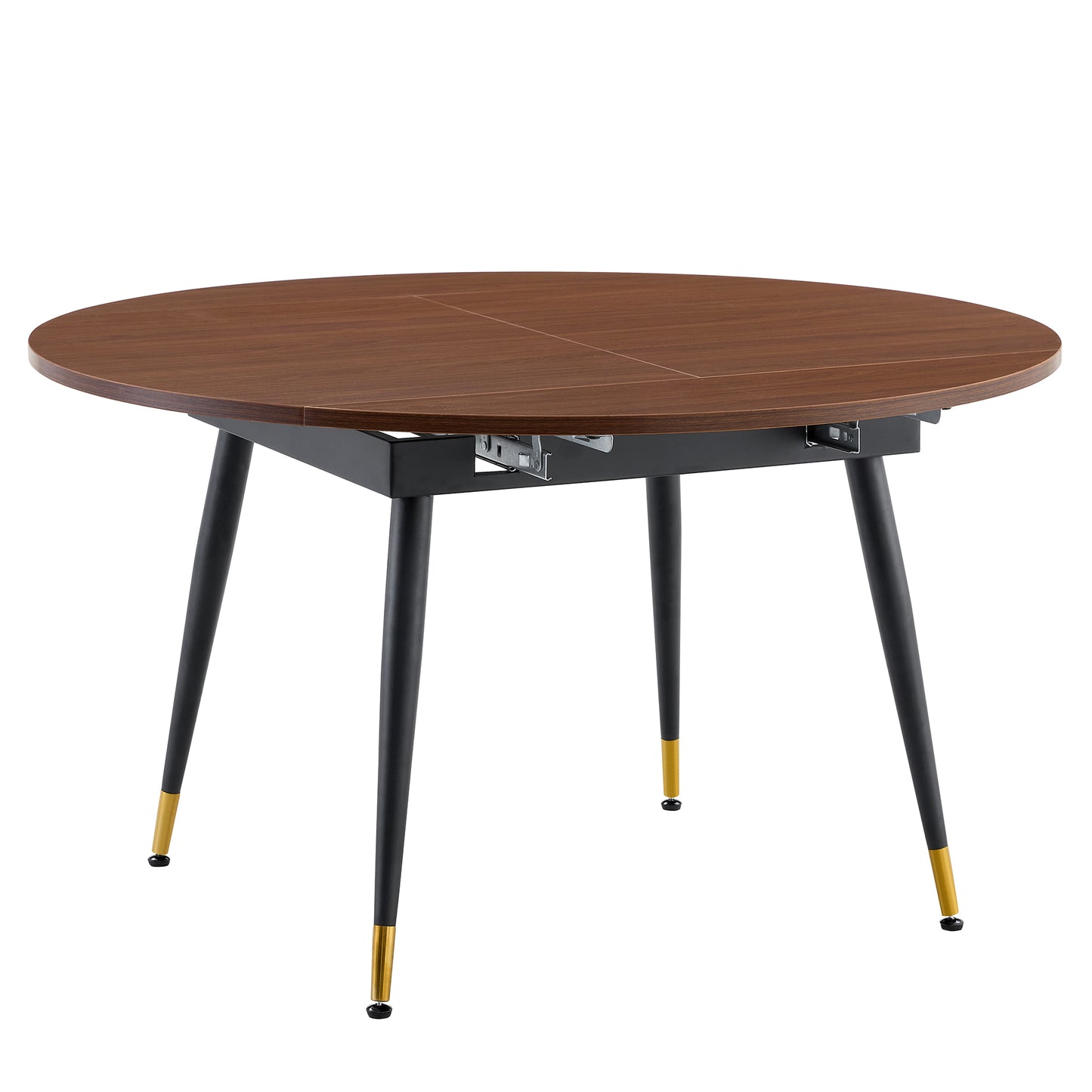 With a clever retractable mechanism, the Walnut Grain MDF table top and black metal legs and has a smooth and delicate surface.The unique look creates the sleek silhouette of a modern home. image 1