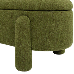 Hugo 49" Oval Fully Upholstered Storage Bench, Moss Green Boucle