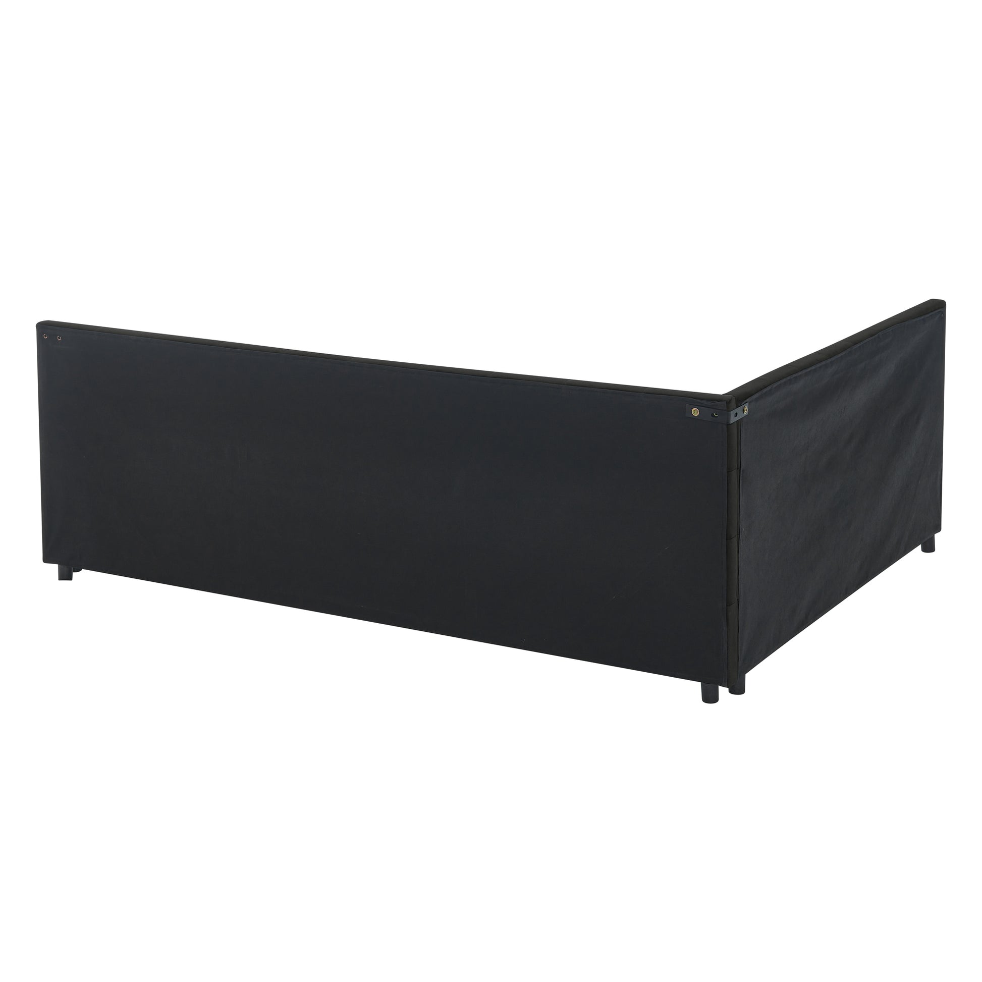 Queen Size Upholstered Tufted Bed Frame, Sofa Bed Frame with Comfortable Backrest and Armrests, Queen Size Bed for Bedroom, Living Room,Velvet, BLACK(85.5''*64.5''*30.5'') image 12