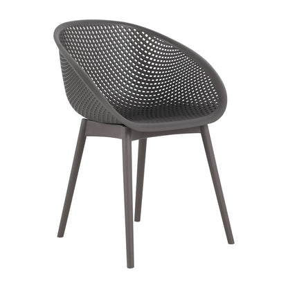 Summer - 2-Pack Warm Grey Modern Lounge Chairs – Indoor/Outdoor All-Weather PP Plastic with 36 Inch Indoor/Outdoor Modern White Round PP Table image 8