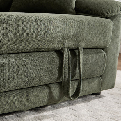 58 inch 3-in-1 Upholstered Futon Sofa Convertible Floor Sofa bed,Foldable Tufted Loveseat with Pull Out Sleeper Couch Bed,Folding Mattres Love Seat Daybed W/Side Pockets for Living Room Green image 7