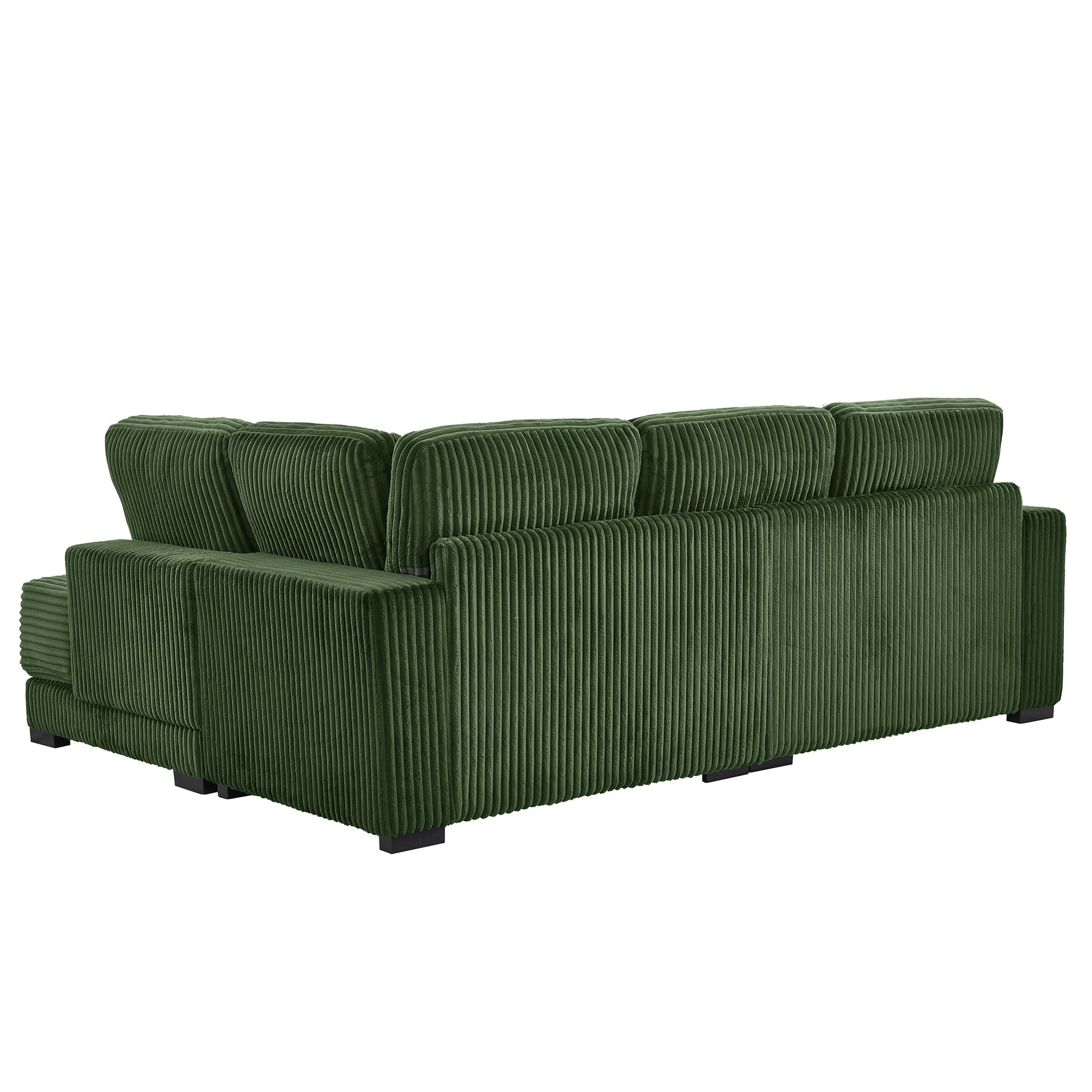 93" Sectional Sofa, L Shaped Sofa Couch with Reversible Chaise Lounge, Upholstered Soft Corduroy Couch for Living Room, Apartment (Green) image 12