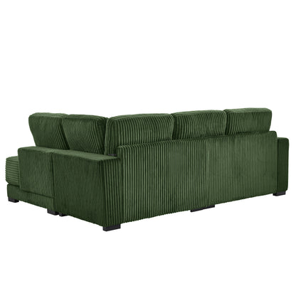 93" Sectional Sofa, L Shaped Sofa Couch with Reversible Chaise Lounge, Upholstered Soft Corduroy Couch for Living Room, Apartment (Green) image 12