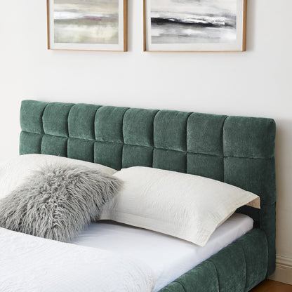 Queen Size Upholstered Bed,comfortable upholstered bed frame, Chenille fabric, with headboard and solid bed frame. With drawer for storage.-green(88.5''*68.5''*31'') image 7