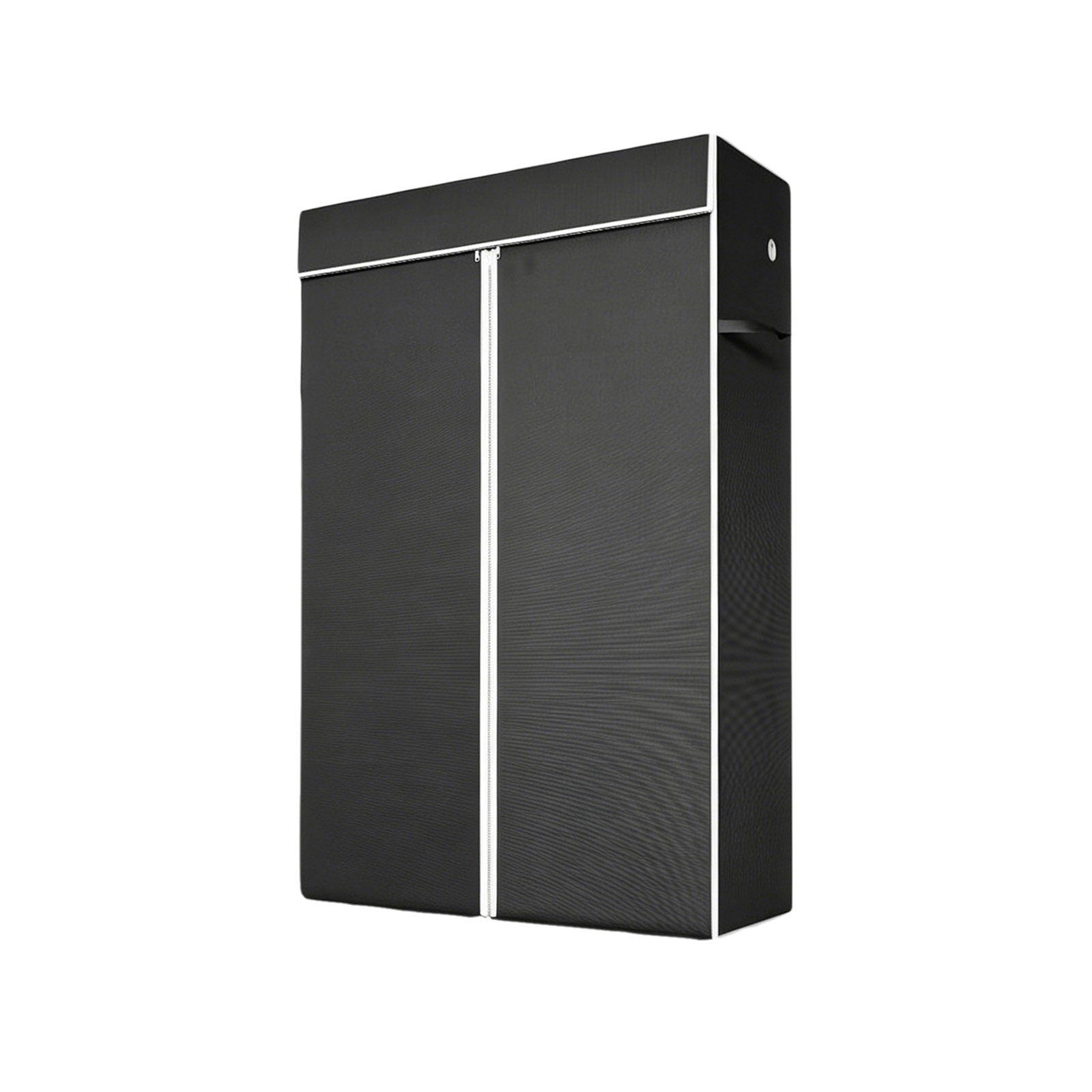 Freestanding Garment Rack with Dust Cover, Single Hanging Rod Metal Clothes Closet with Storage Shelf, Side Hooks & Rolling Wheels, Portable Clothing Wardrobe Organizer for Bedroom Storage image 5