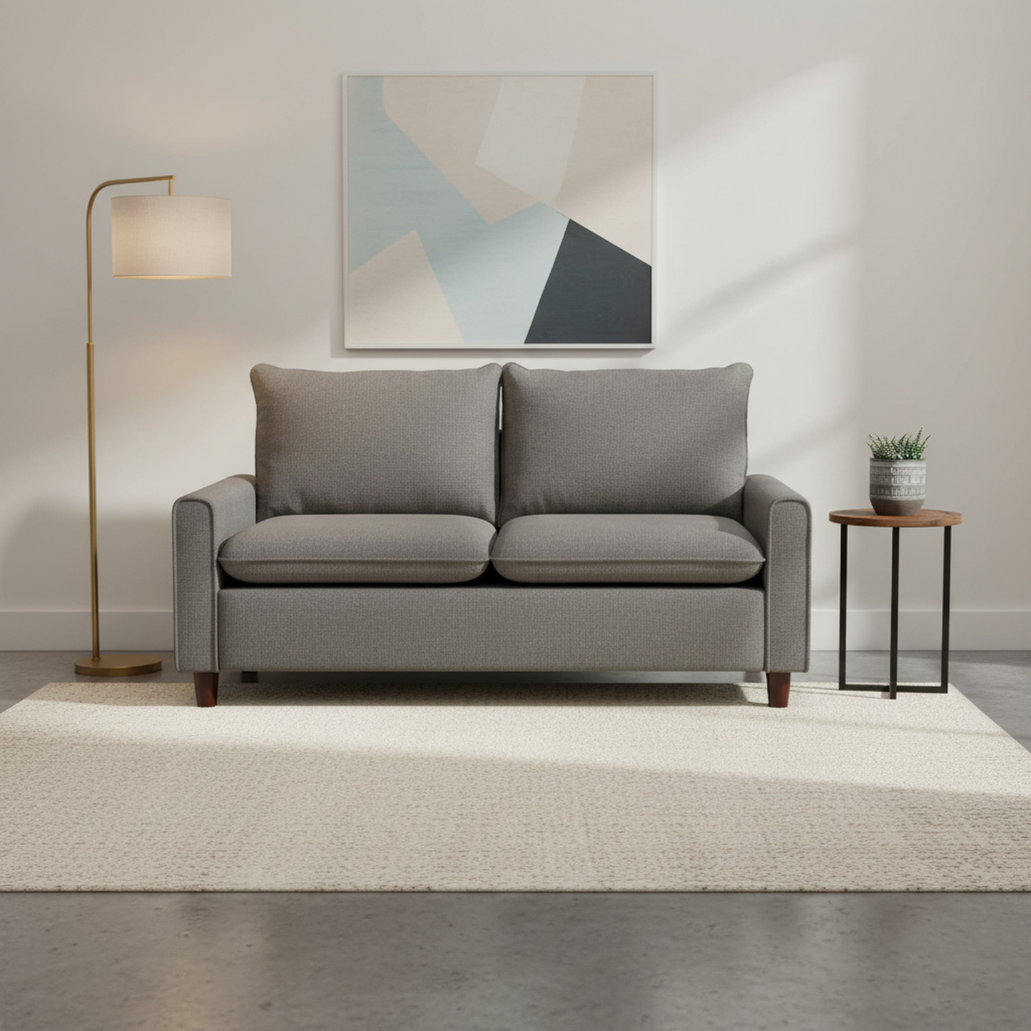 Container Furniture Direct Kathy Collection Modern Contemporary Fabric Upholstered Livingroom Loveseat Sleeper, Dark Grey image 1