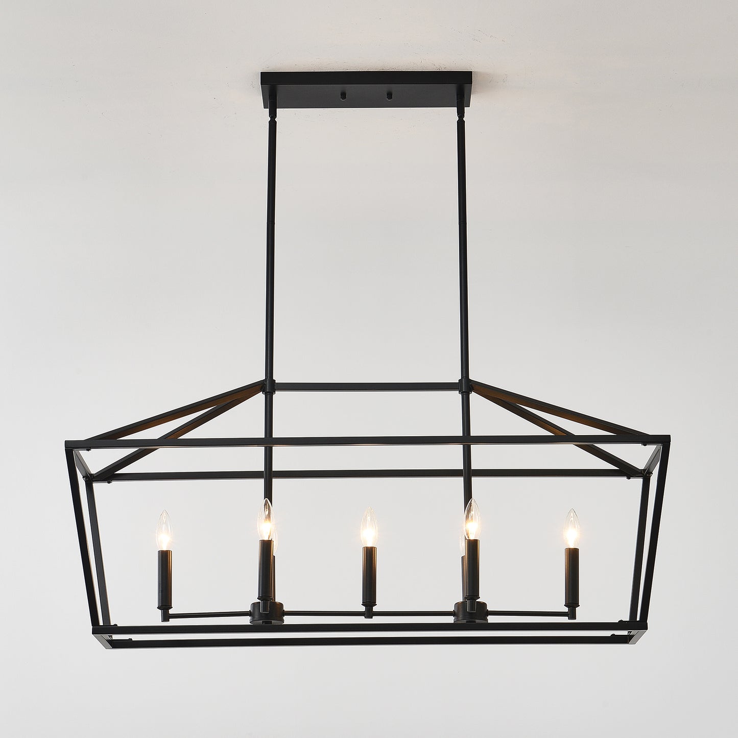 7-Light Farmhouse Kitchen Island Lighting,5 Light Industrial Linear Chandelier for Dining Room Metal Matte Black Finish Hanging Pendant Light Fixture for Bedroom Living Room Hallway Conference Room image 11