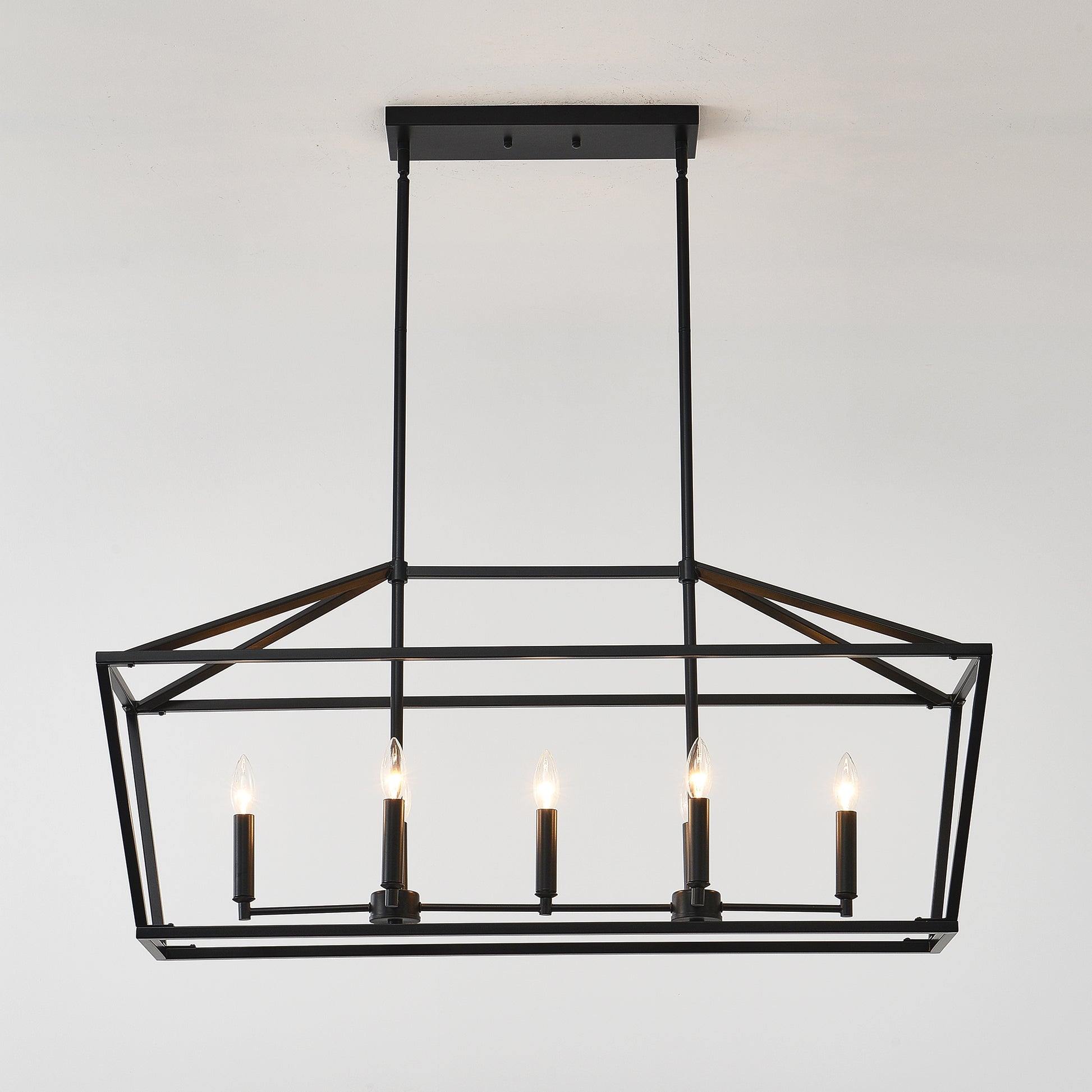 7-Light Farmhouse Kitchen Island Lighting,5 Light Industrial Linear Chandelier for Dining Room Metal Matte Black Finish Hanging Pendant Light Fixture for Bedroom Living Room Hallway Conference Room image 11