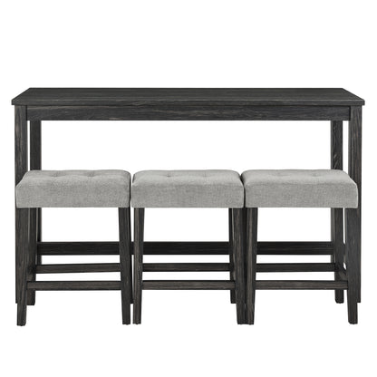 Bar Table Set with Power Outlet, Bar Table and Chairs Set, 4 Piece Dining Table Set, Industrial Breakfast Table Set, for Living Room, Dining Room, Game Room image 6