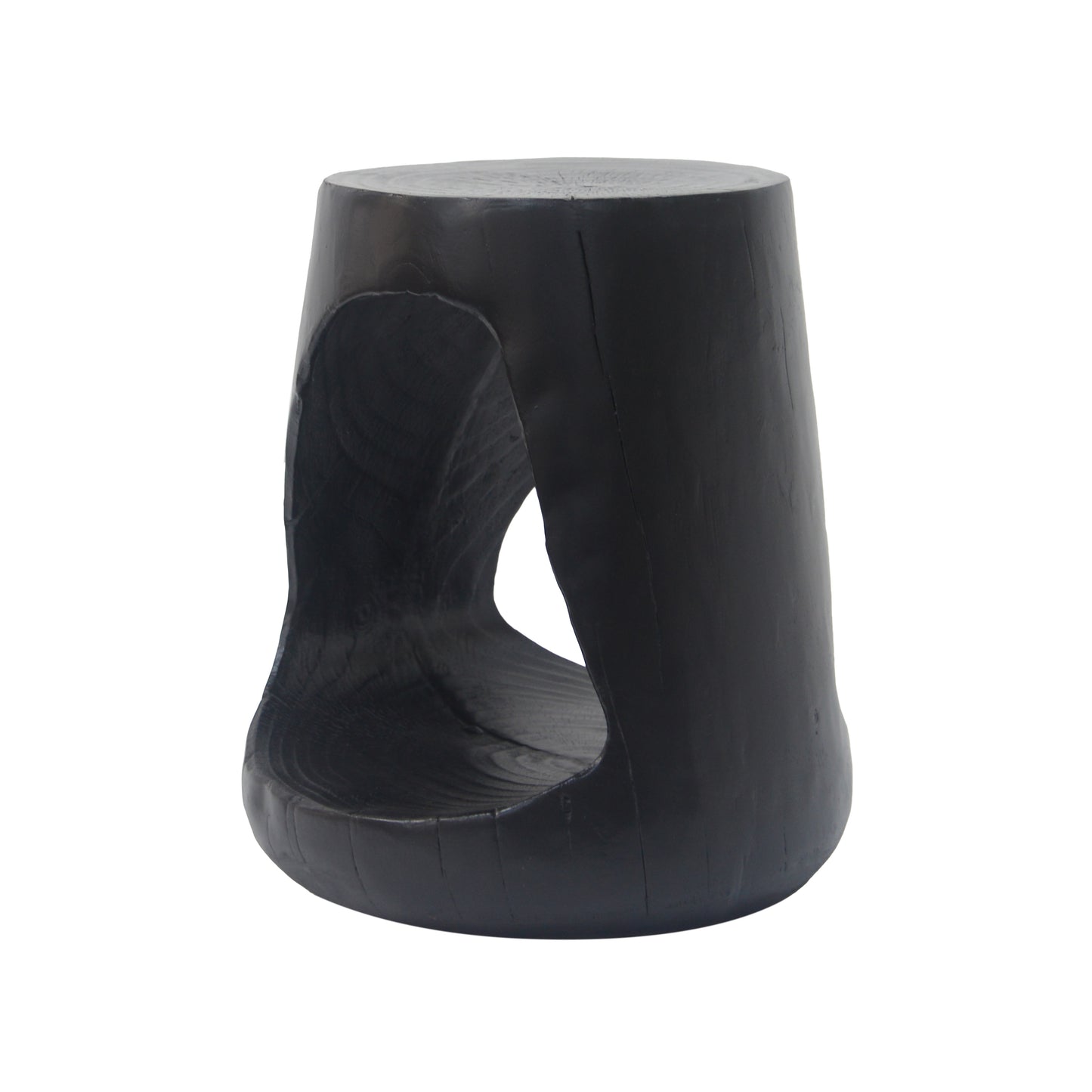 MGO Hollow Side Table, Wood-like texture, Black Color image 4