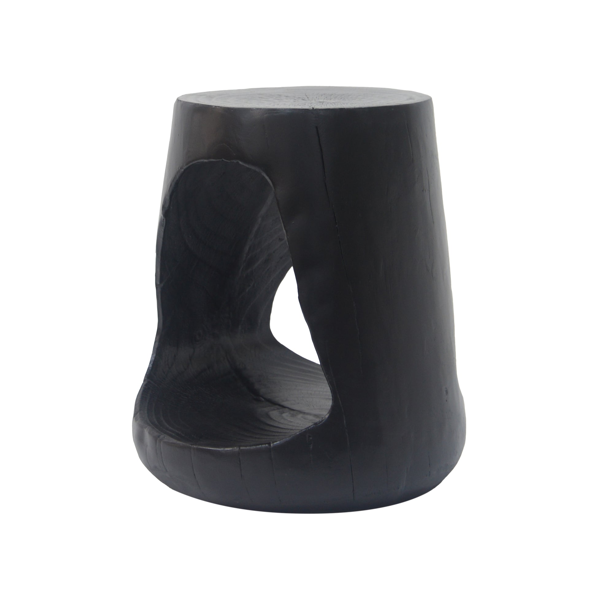 MGO Hollow Side Table, Wood-like texture, Black Color image 4