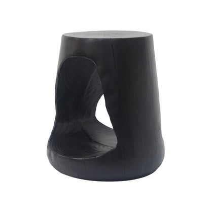 MGO Hollow Side Table, Wood-like texture, Black Color image 4