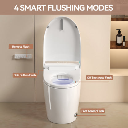 Unique Smart Toile, One Piece Toilet with Bidet Built In,Intelligent Toilet Auto Open/Close Seat. Bidet toilet with Dryer and Warm Water.WHITE image 9