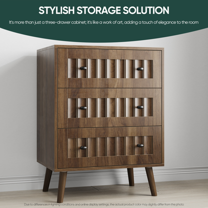 3 drawer dresser, modern wardrobe dresser chest of drawers, wooden storage storage cabinet, dresser storage cabinet, suitable for living room, bedroom, corridor (walnut) image 6
