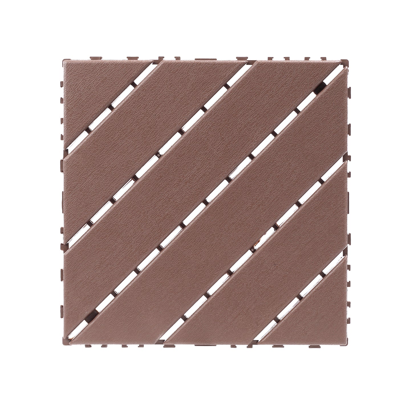 Plastic interlocking decking tiles, 44 packs of terrace decking tiles, 12 inches x 12 inches waterproof for all-weather use, backyard pool decking tiles, Brown image 2