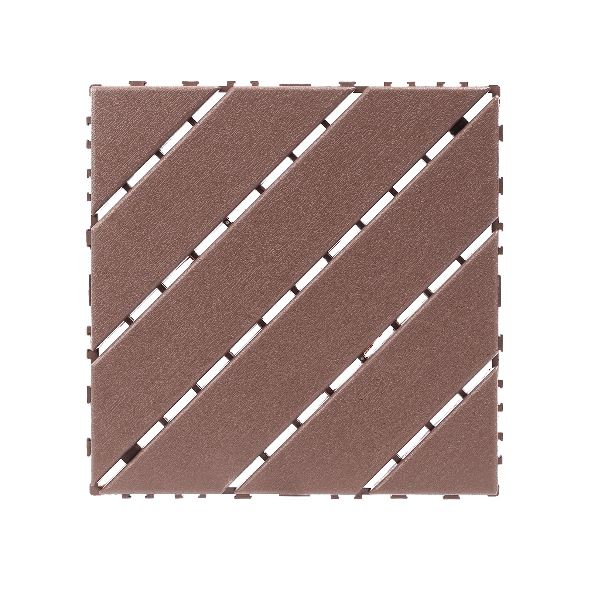 Plastic interlocking decking tiles, 44 packs of terrace decking tiles, 12 inches x 12 inches waterproof for all-weather use, backyard pool decking tiles, Brown image 2