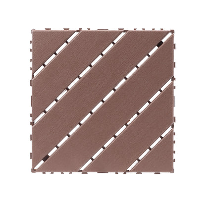 Plastic interlocking decking tiles, 44 packs of terrace decking tiles, 12 inches x 12 inches waterproof for all-weather use, backyard pool decking tiles, Brown image 2