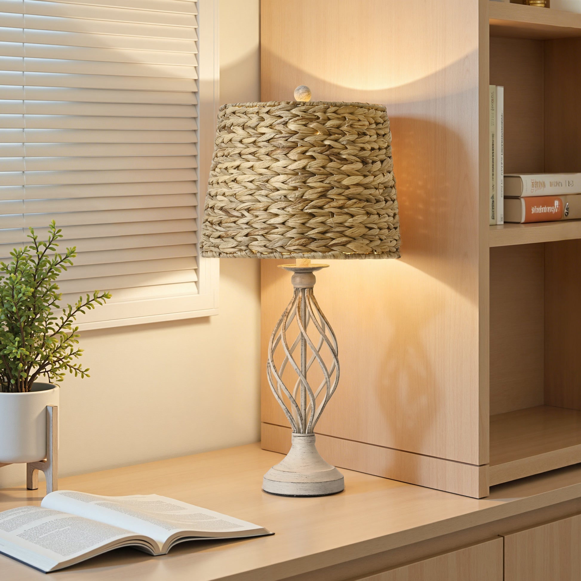 26-Inch Set of Two Table Lamps with Lampshade, Rotary Switch, E26 Socket, No Bulbs Included image 2