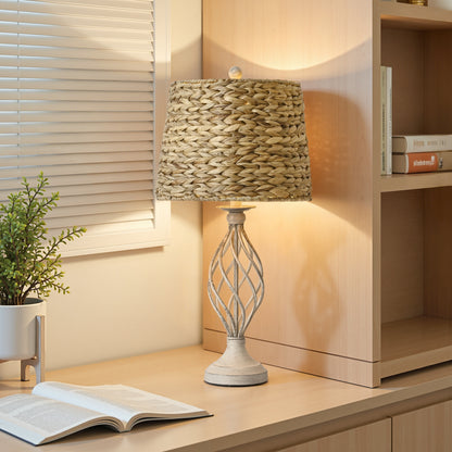 26-Inch Set of Two Table Lamps with Lampshade, Rotary Switch, E26 Socket, No Bulbs Included image 2