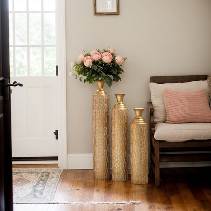 Metal decorative vases High distress metal center vases with growing vine patterns, set of 3 vases for home decoration 34 ", 29 ", 25 "H, gold image 6