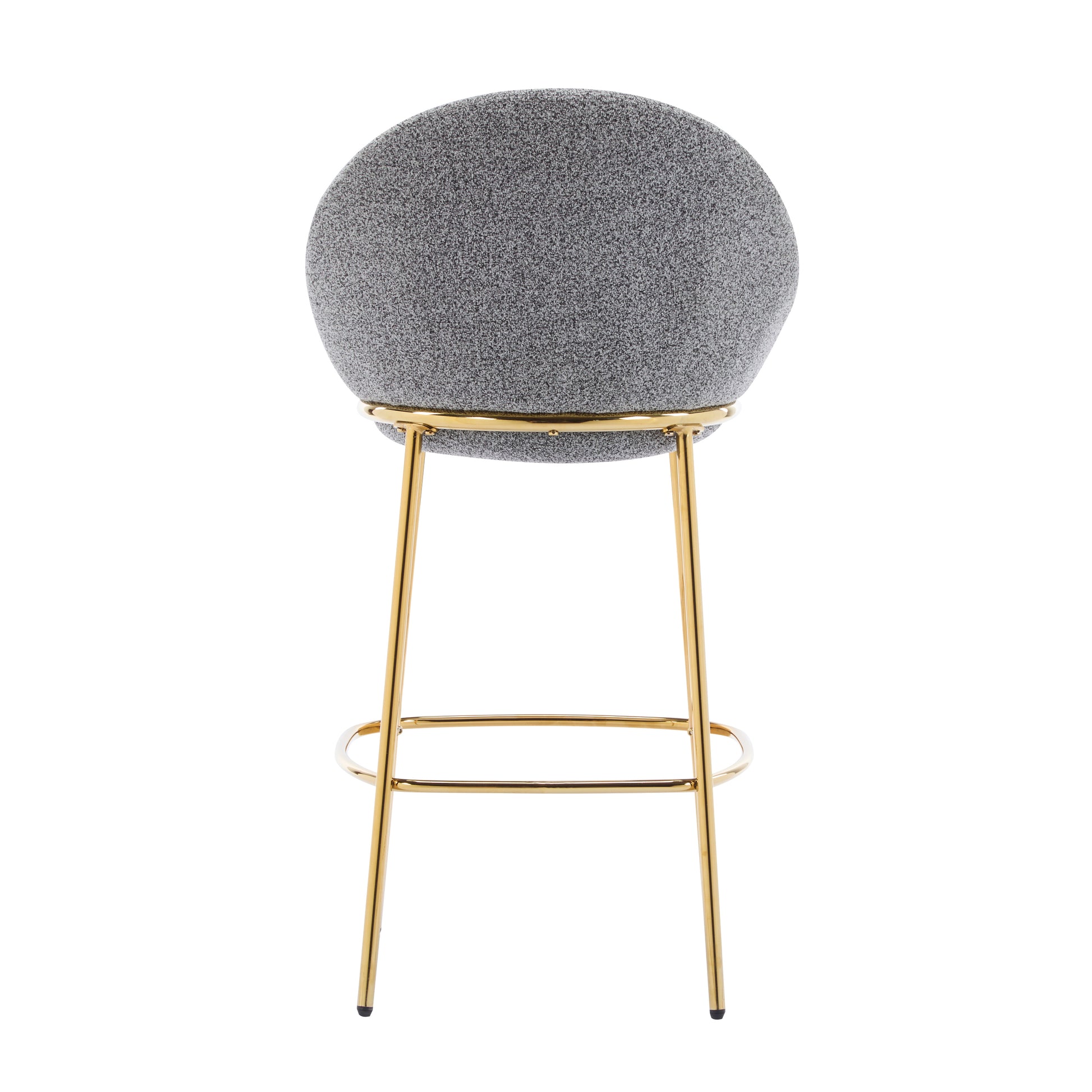 Celano Indoor Metal Upholstered Barstool, Gold-Plated Frame and Mixed Gray Upholstery, Set of 2 image 9