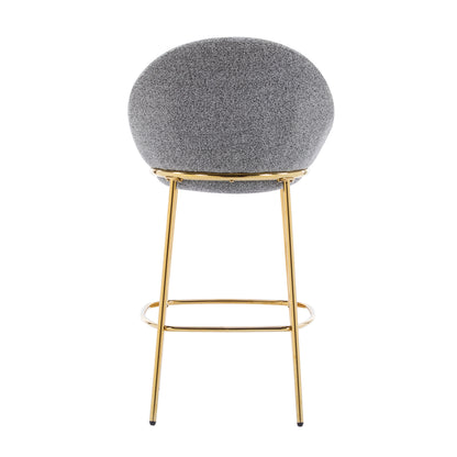 Celano Indoor Metal Upholstered Barstool, Gold-Plated Frame and Mixed Gray Upholstery, Set of 2 image 9