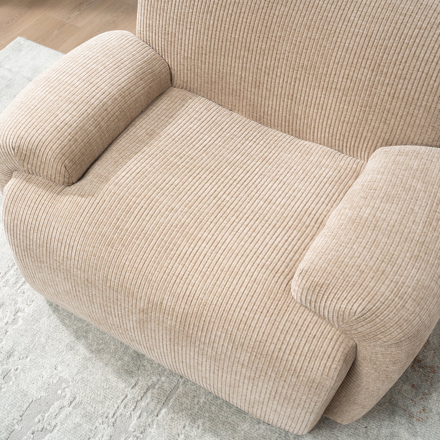 42" Wide Modern Upholstered Chenille Vertical Stripes Accent Chair, Boneless Single Sofa Chair, Armchair Comfy Reading Lounge Chair with Deep Seats for Living Room Bedroom Apartment, Dorms, Taupe image 12