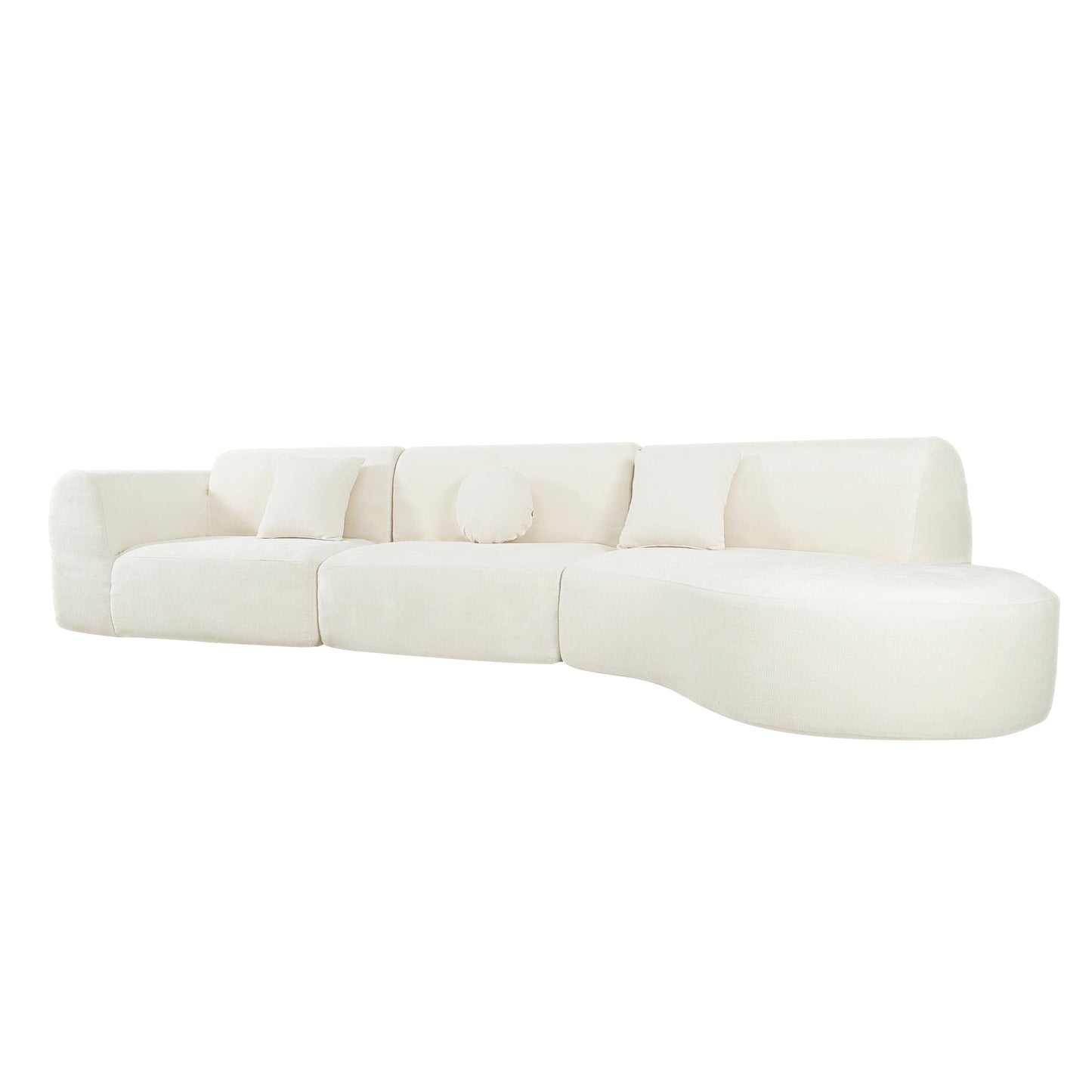 140" Modern Curved Sectional Sofa with High-Density Fully Compressed Sponge and Chaise Lounge, 3-Piece Set, Fully Assembled Right Hand Facing, Perfect for Living Room, Lounge image 8