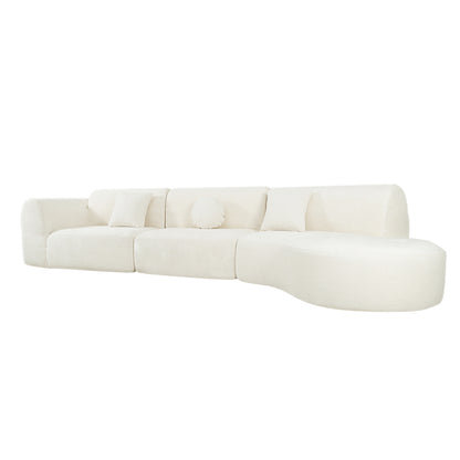 140" Modern Curved Sectional Sofa with High-Density Fully Compressed Sponge and Chaise Lounge, 3-Piece Set, Fully Assembled Right Hand Facing, Perfect for Living Room, Lounge image 8