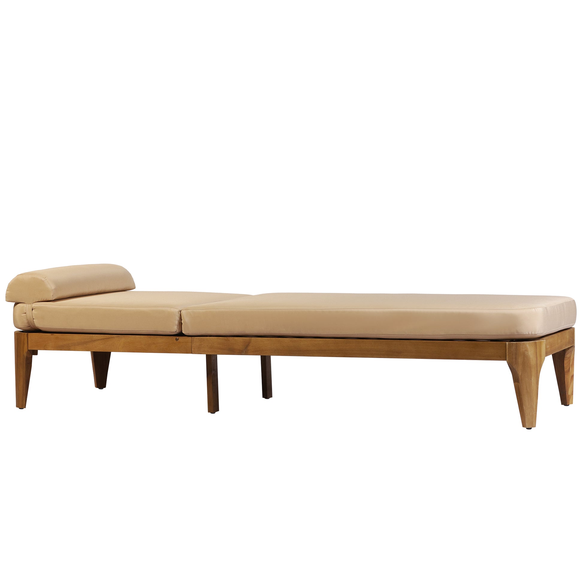 TOPMAX Acacia Wood Chaise Lounge, Outdoor Sun Lounge Chair, Patio Recliner with Adjustable Backrest and Head Pillow for Poolside, Backyard, Garden, Indoor&Outdoor, Coffee Brown image 11
