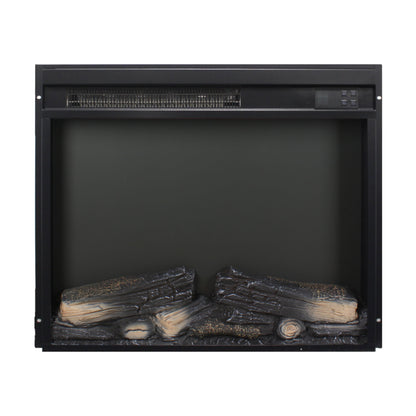 23 inch electric fireplace insert, ultra thin heater with log set & realistic flame, remote control with timer, overheating protection image 5