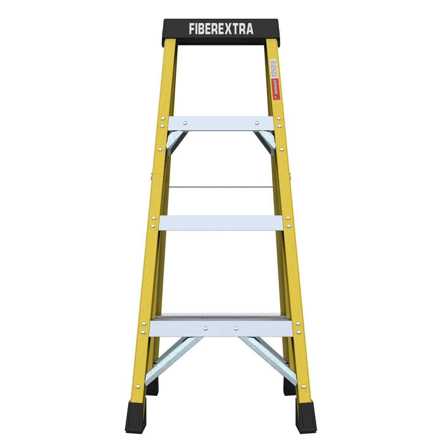 Fiberglass Reinforced Single Side Ladder – Lightweight Non-Conductive Access Ladder 4step Yellow 300 LBS Capacity image 4