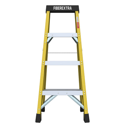 Fiberglass Reinforced Single Side Ladder – Lightweight Non-Conductive Access Ladder 4step Yellow 300 LBS Capacity image 4