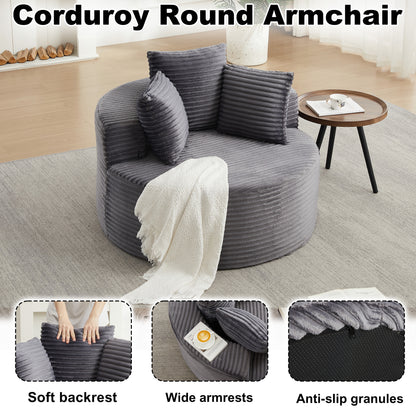 43-inch round corduroy single sofa, comfortable lounge chair, comes with three pillows, minimalist design, perfect for bedrooms, lounges, game rooms, and living rooms image 7
