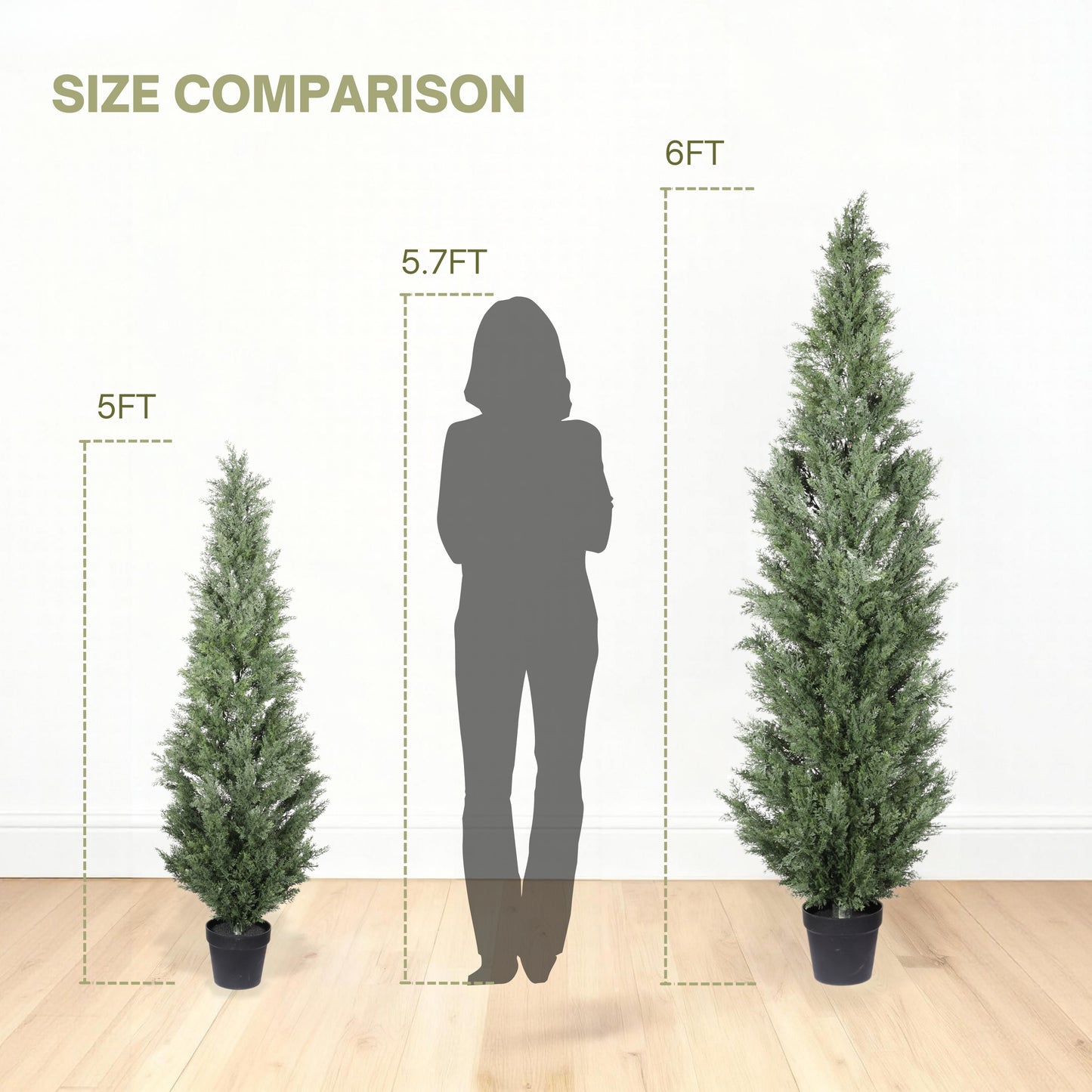 5FT Artificial Cypress Tree in Black Plastic Pot UV Resistant, Realistic Indoor Outdoor Fake Topiary Plant, Garden or Entryway Decoration, 1pc/set image 8