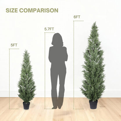5FT Artificial Cypress Tree in Black Plastic Pot UV Resistant, Realistic Indoor Outdoor Fake Topiary Plant, Garden or Entryway Decoration, 1pc/set image 8