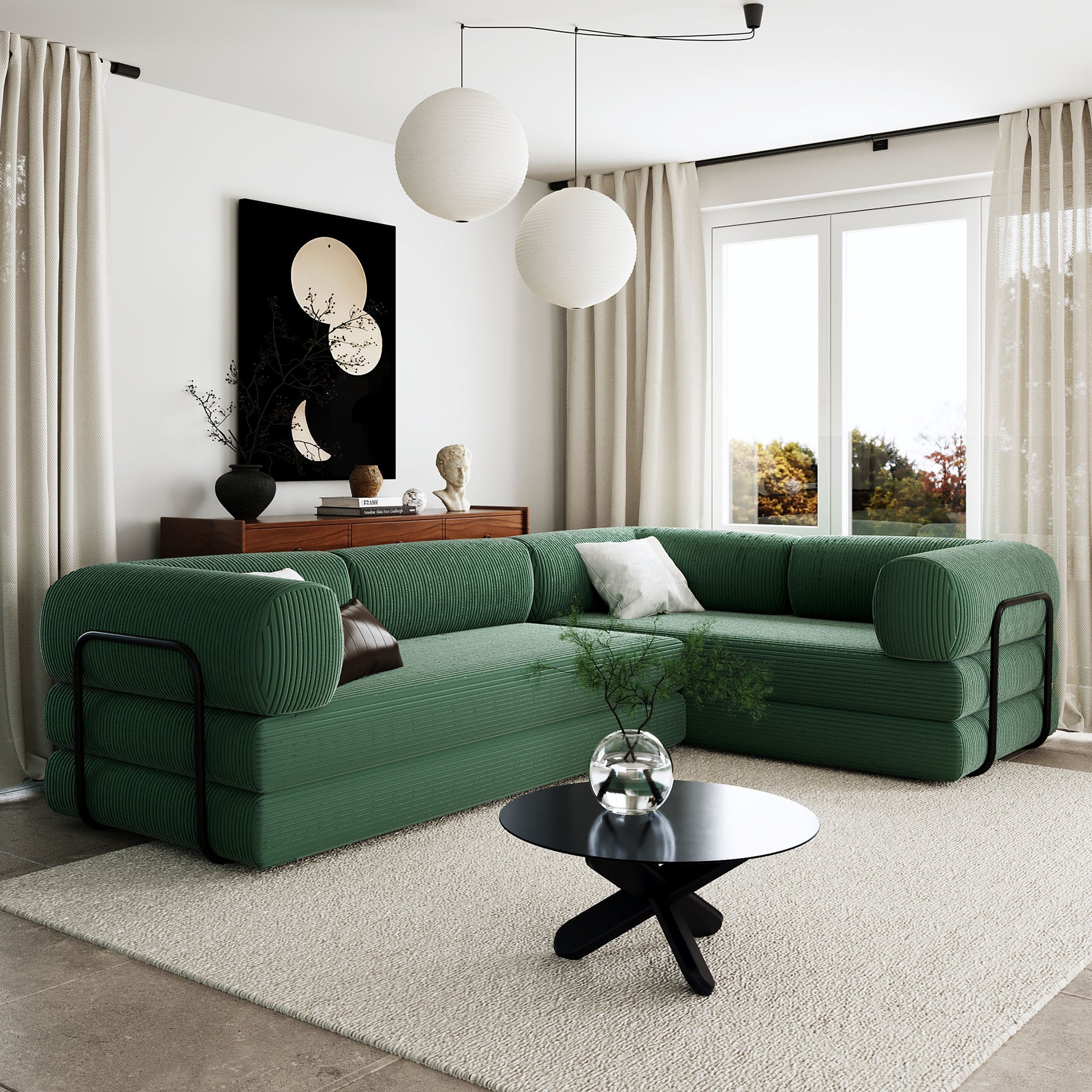 U_Style L-Shaped Modular Sofa Bed in Corduroy Fabric, Ideal for Living Rooms and Apartments(old sku:WY000463AAC) image 1