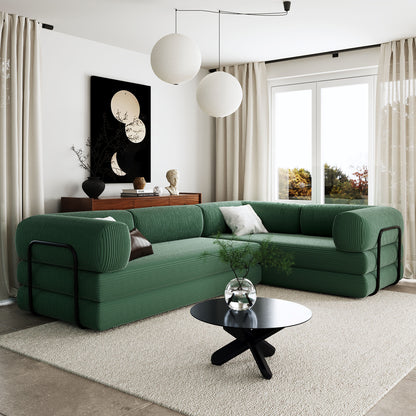 U_Style L-Shaped Modular Sofa Bed in Corduroy Fabric, Ideal for Living Rooms and Apartments(old sku:WY000463AAC) image 1