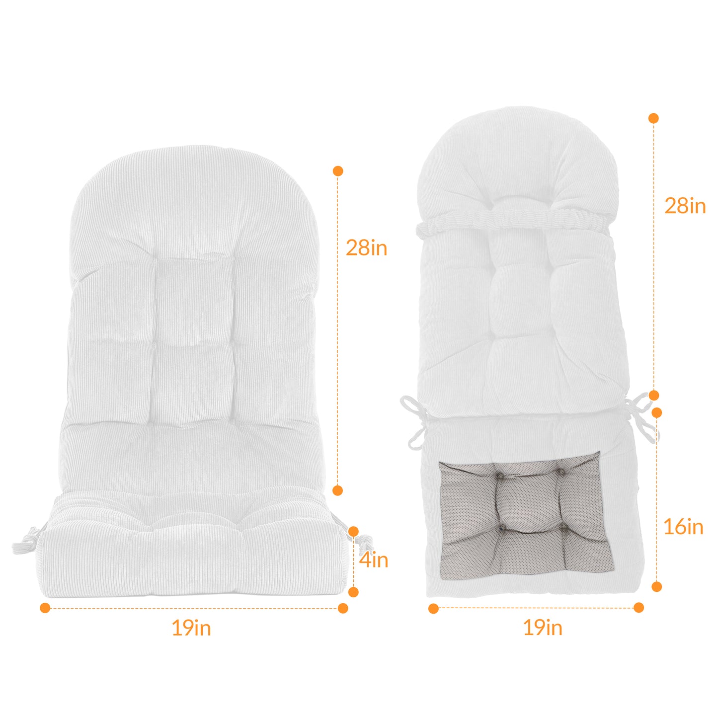 UV Resistant Indoor/Outdoor Chair Cushion - Waterproof Rocking & Adirondack Seat Pad with Elastic Back + 2 Anti-Slip Ties, Fade-Proof Design image 9