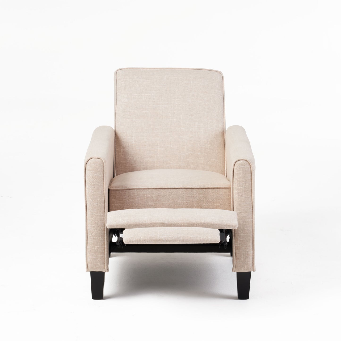 27.5" Push Back Recliner Chair Upholstered Recliner Armchair with Solid Beech Wood Legs for Living Room and Bedroom(Old SKU:52422.00FLBEI), Light Beige image 7