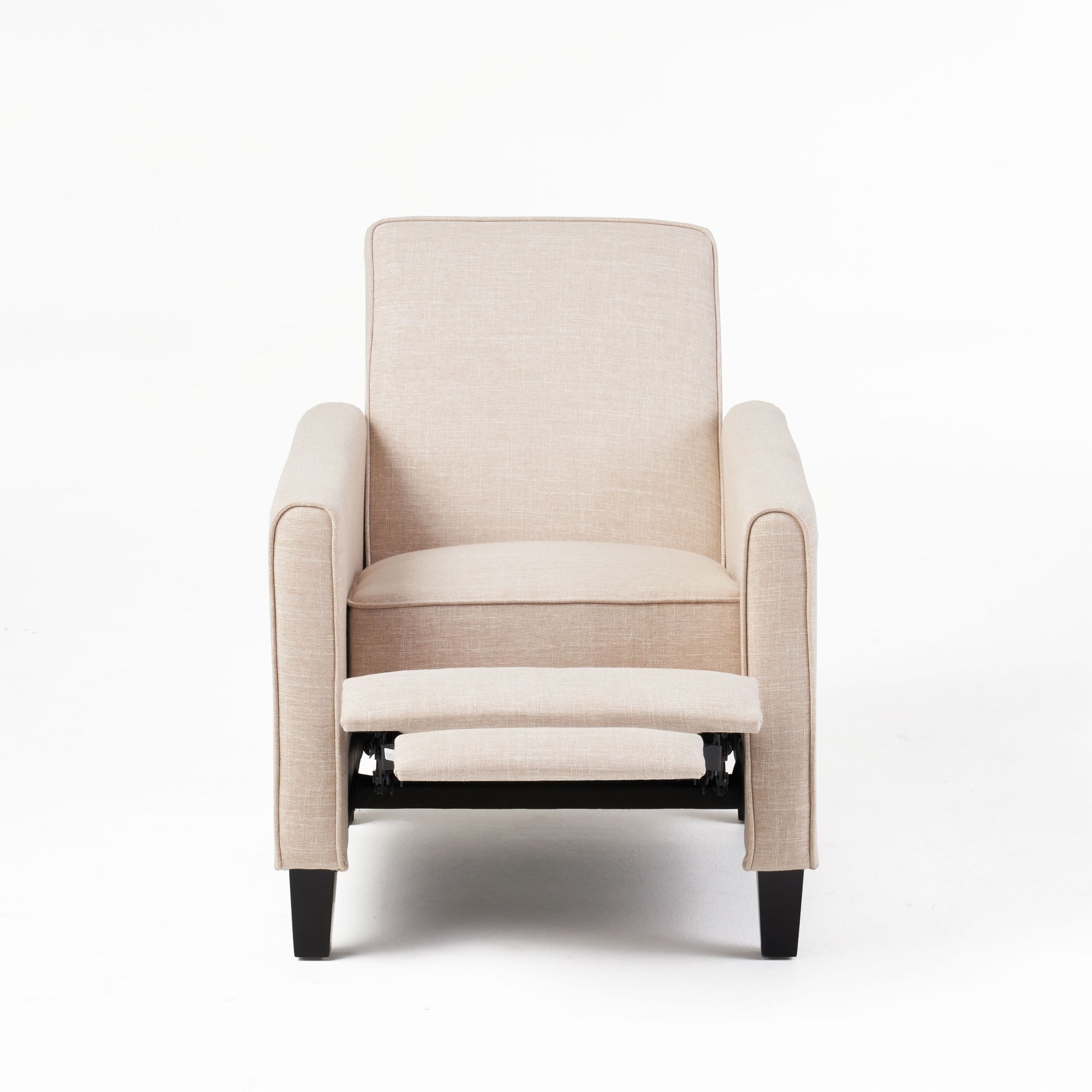 27.5" Push Back Recliner Chair Upholstered Recliner Armchair with Solid Beech Wood Legs for Living Room and Bedroom(Old SKU:52422.00FLBEI), Light Beige image 7