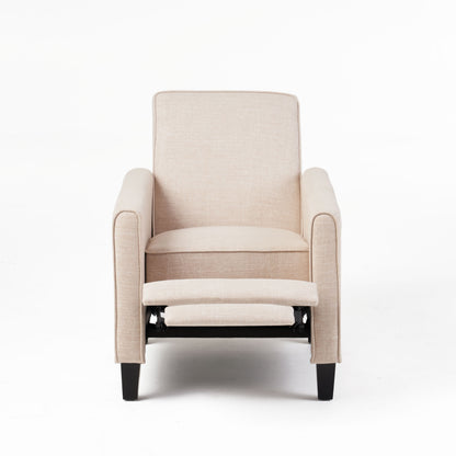 27.5" Push Back Recliner Chair Upholstered Recliner Armchair with Solid Beech Wood Legs for Living Room and Bedroom(Old SKU:52422.00FLBEI), Light Beige image 7