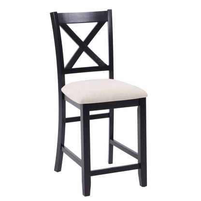 Dining Chairs Only, Wooden Counter Height Dining Chairs Set of 4, Kitchen Chair with Padded Seat, Upholstered Side Chair for Dining Room, Living Room, Kitchen, Black & Beige two tone image 9