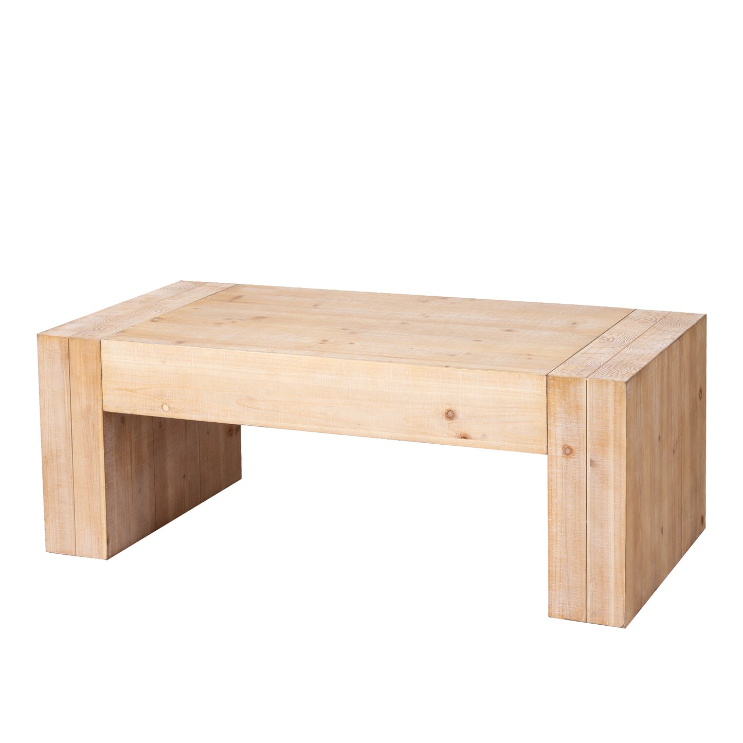 49" Rustic Wood Coffee Table, Engineered Wood Center Table with Whitewashed Finish, Modern Farmhouse Living Room Table image 4