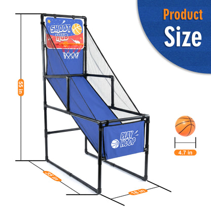 Kids Single Shot Basketball Arcade Game, Indoor Basketball Hoop with 2 Balls & Pump, Foldable Stand for Toddlers & Children image 8