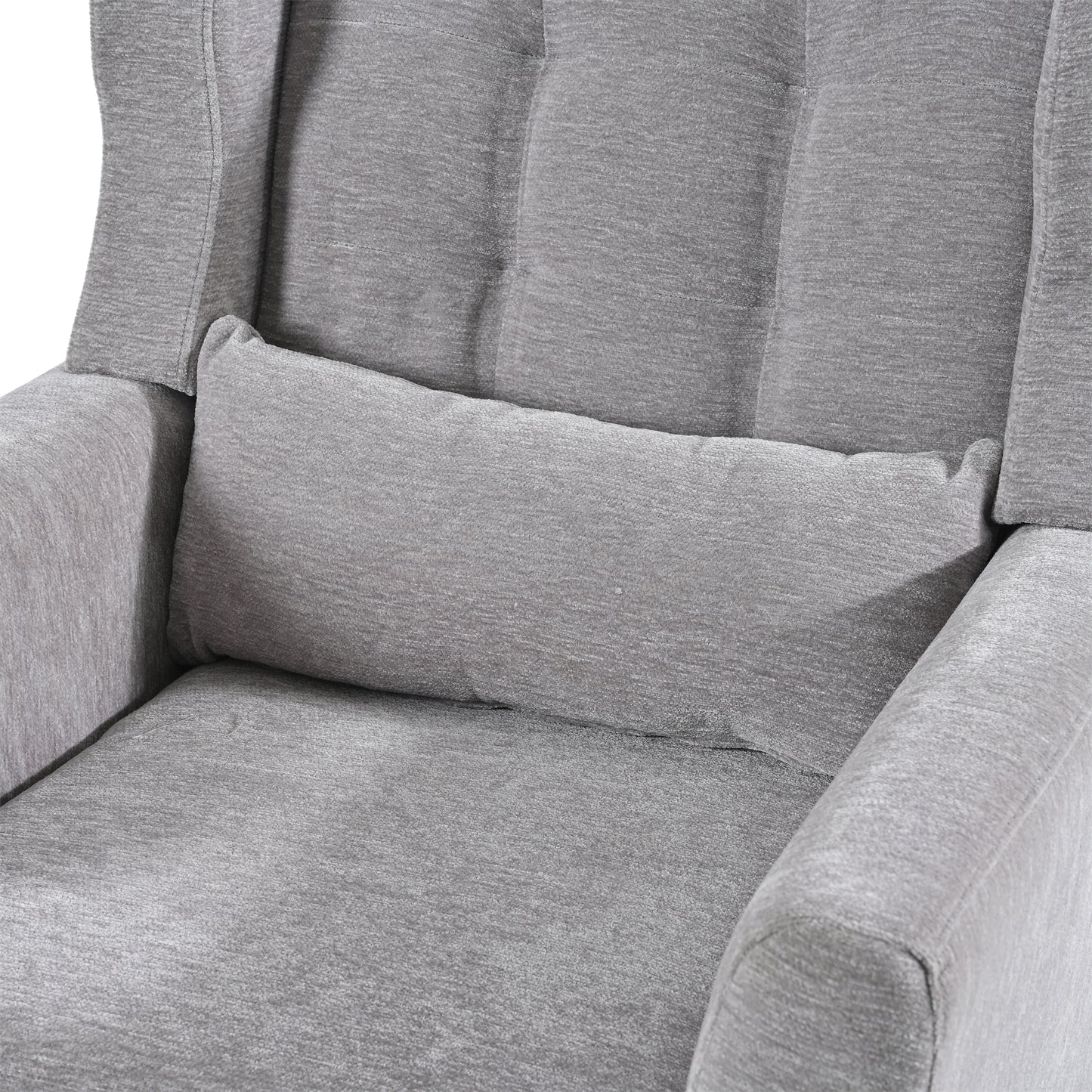 Modern Accent Chair,Chenille Arm Chairs for Living Room,Upholstered Mordern Armchair,Comfy Soft Padded Lounge Chair in Small Space, Bedroom, w/Pillow, Solid Wood Leg (Gray) image 9
